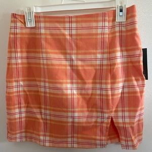 Orange plaid target mini skirt